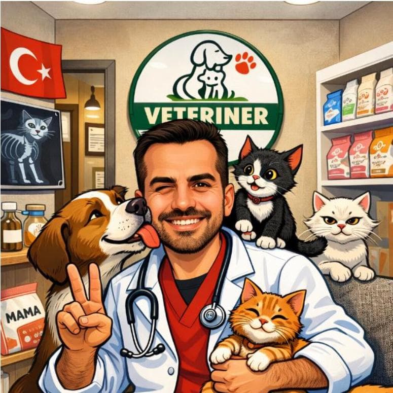 Veteriner karikatür illüstrasyon